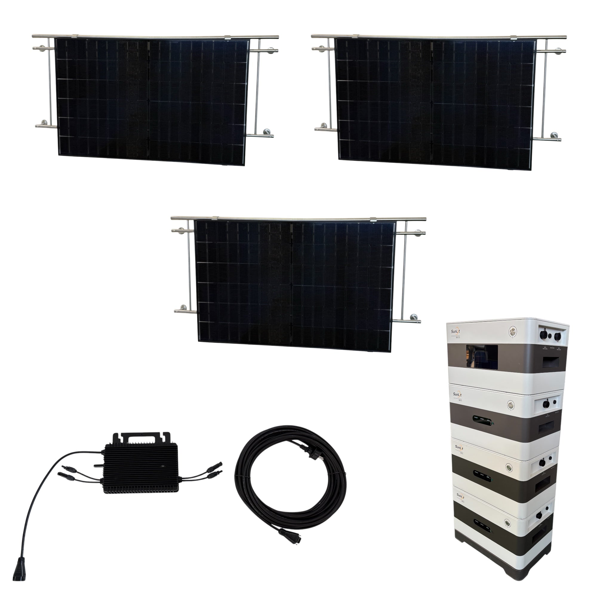 Kraftwerk Balkon Rund mit Speicher 450W - 1.800W Bifazial