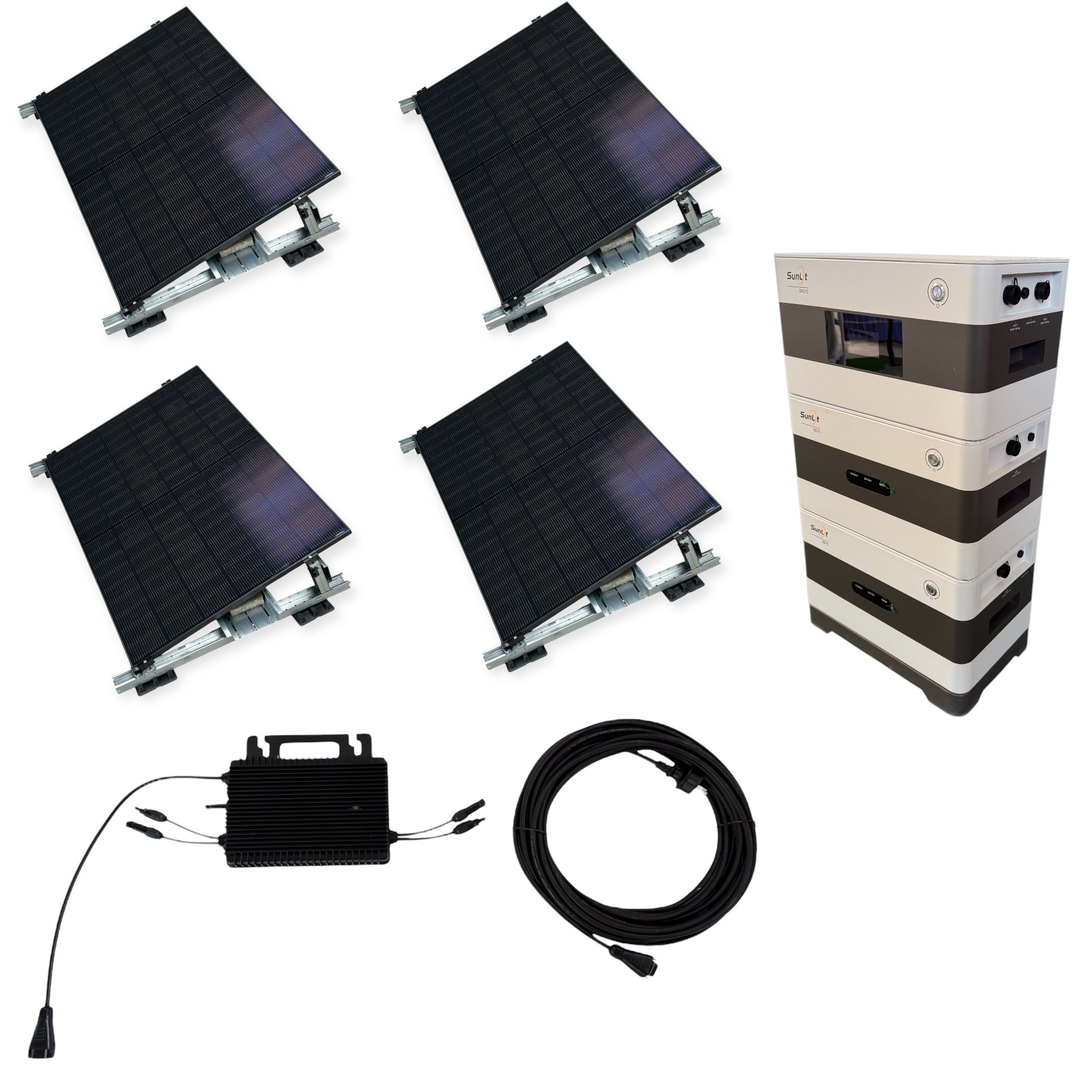 Kraftwerk Flachdach/Garten mit Speicher 450W - 1.800W Bifazial