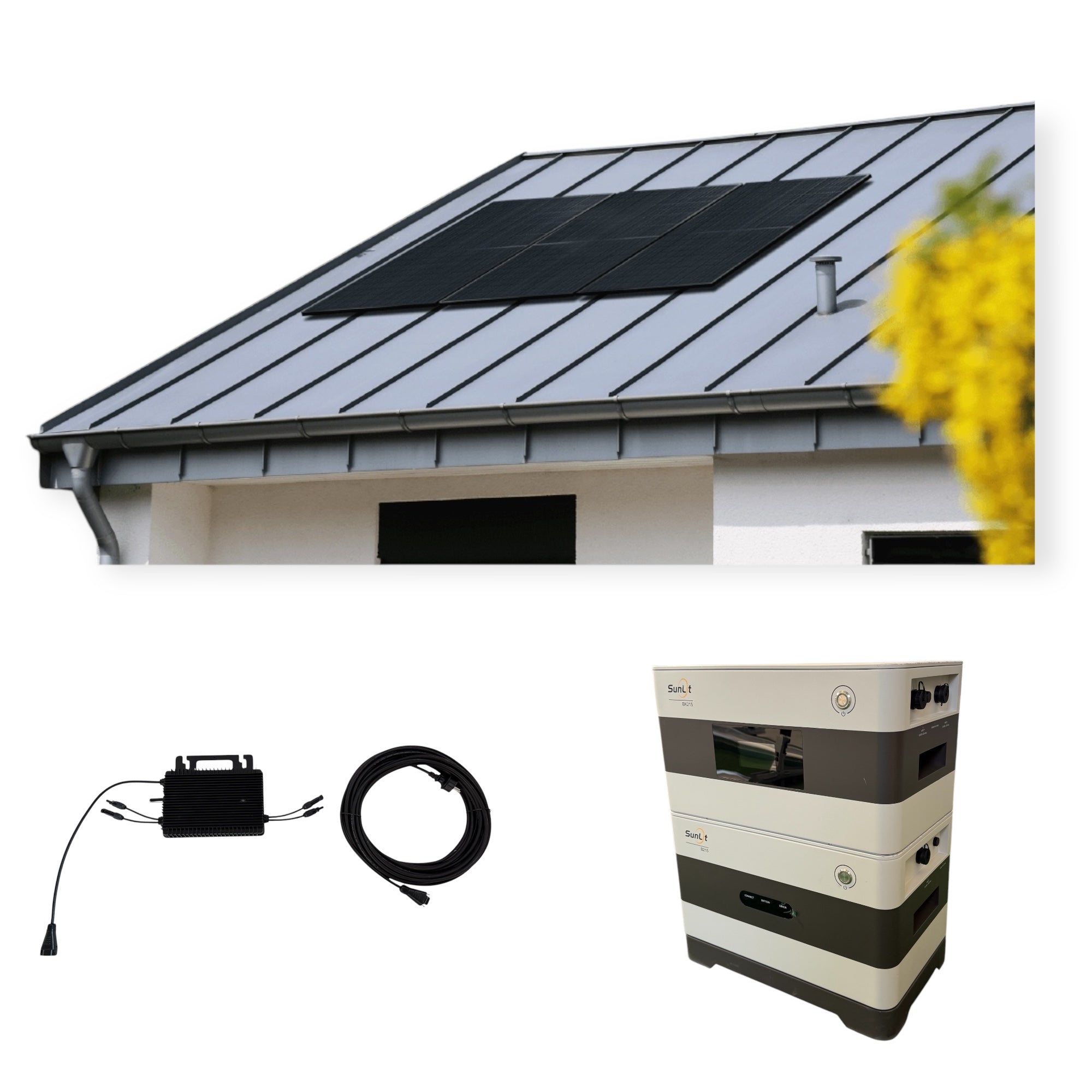 Kraftwerk Trapezdach mit Speicher 450W-1.800W Bifazial