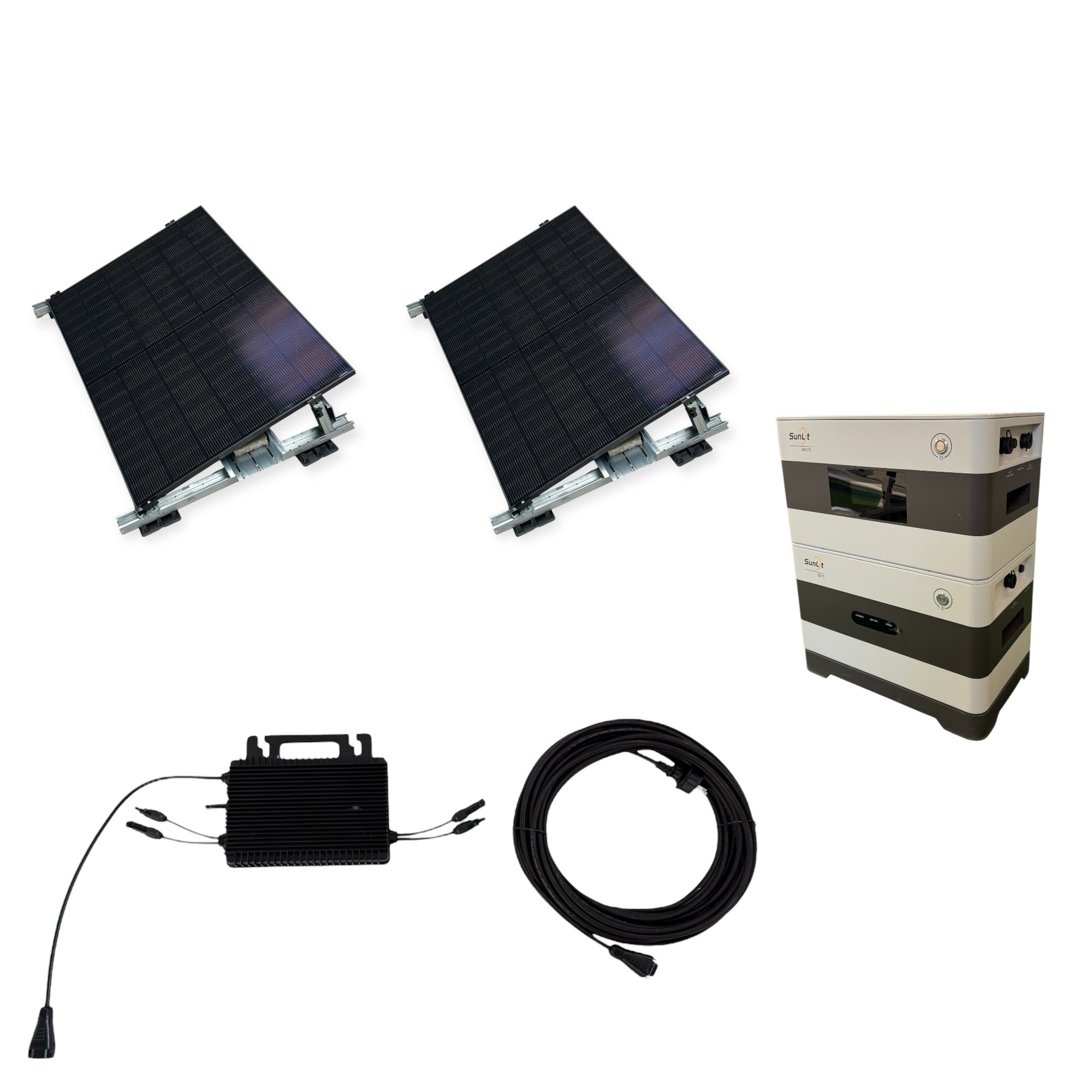 Kraftwerk Flachdach/Garten mit Speicher 450W - 1.800W Bifazial