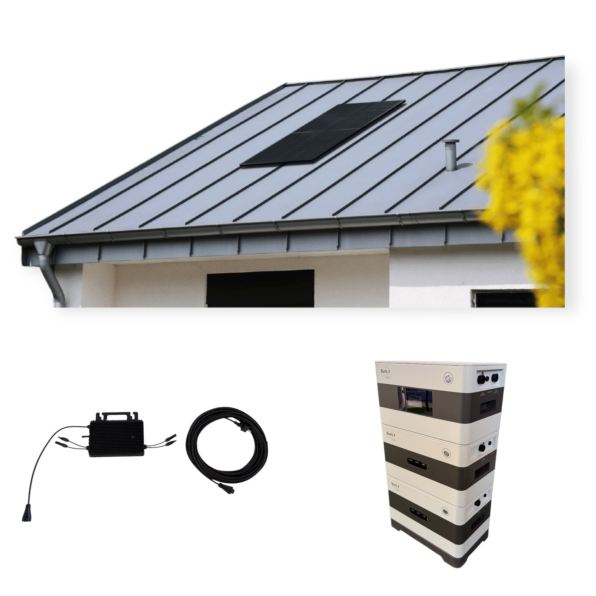 Kraftwerk Trapezdach mit Speicher 450W-1.800W Bifazial