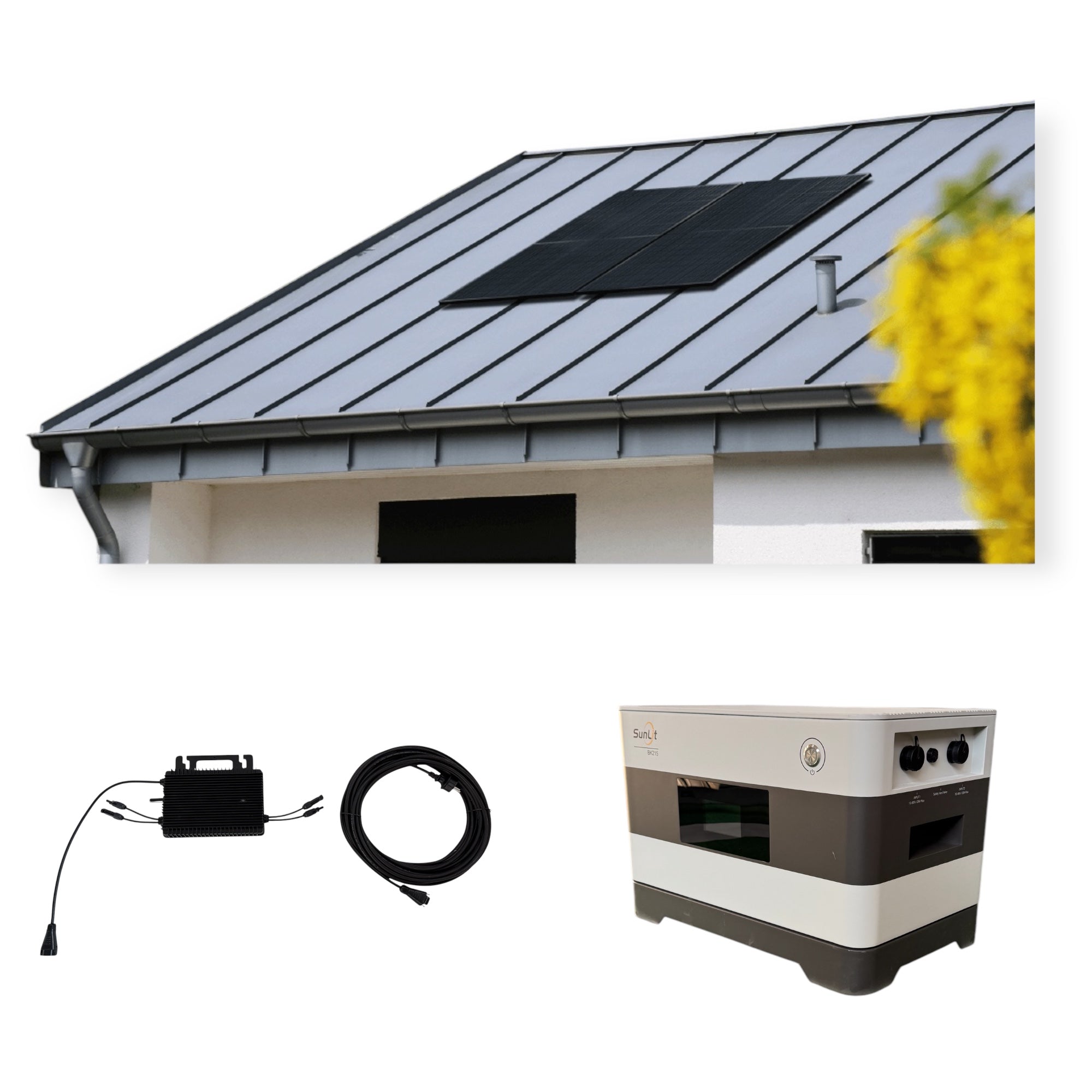 Kraftwerk Trapezdach mit Speicher 450W-1.800W Bifazial