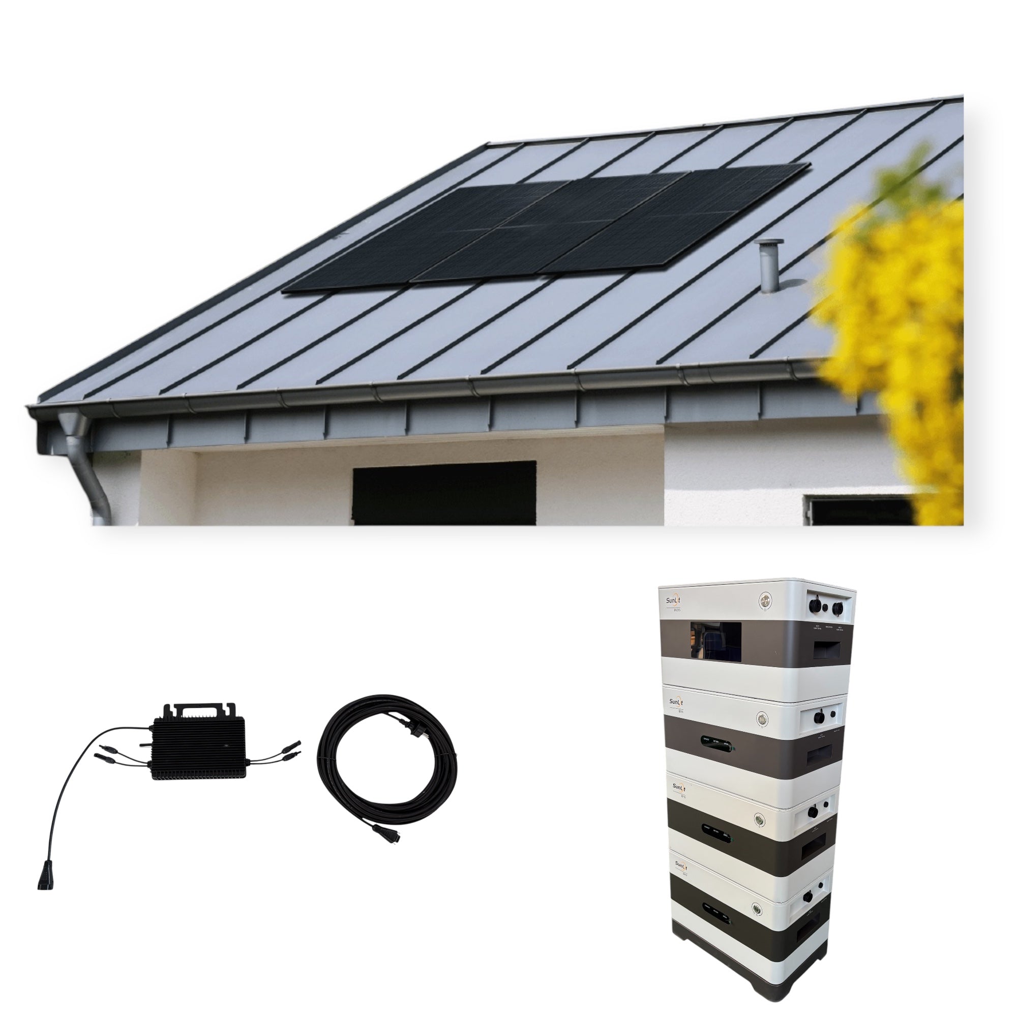 Kraftwerk Trapezdach mit Speicher 450W-1.800W Bifazial