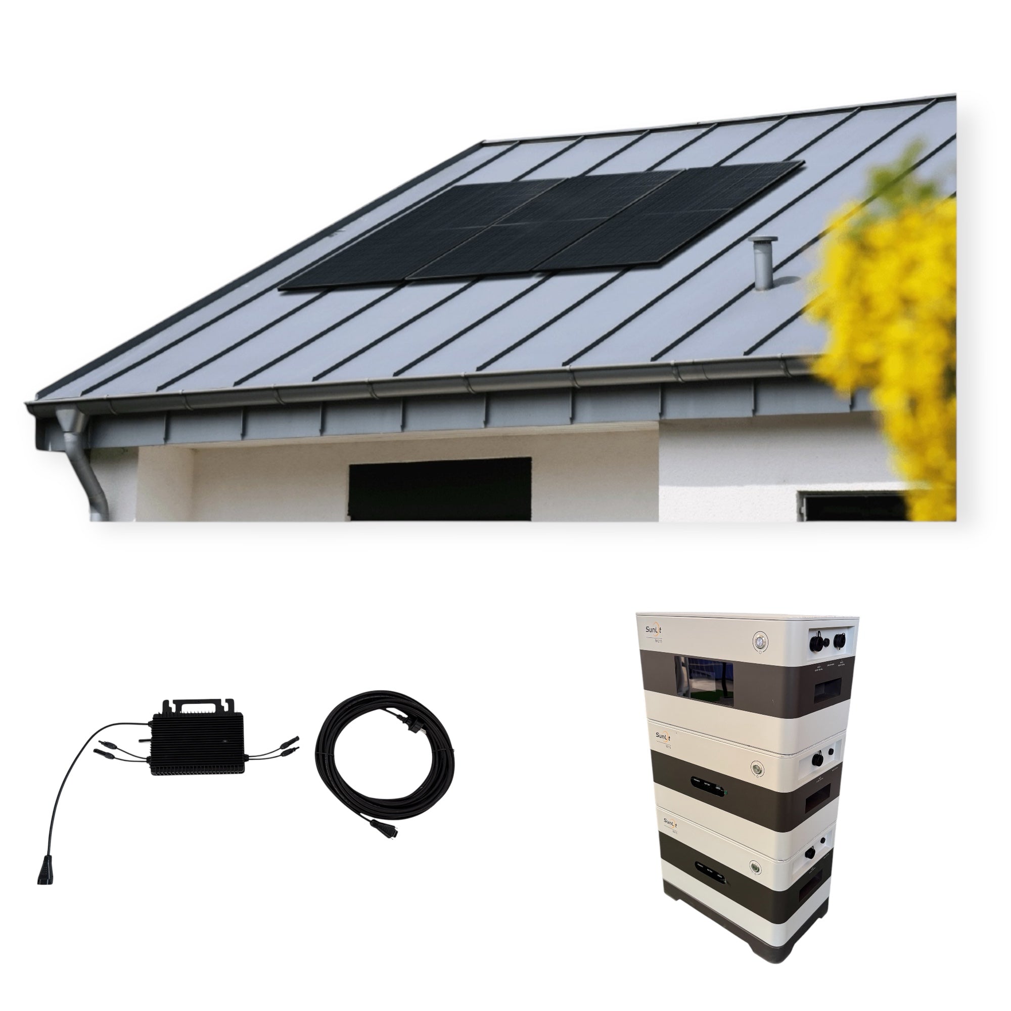 Kraftwerk Trapezdach mit Speicher 450W-1.800W Bifazial