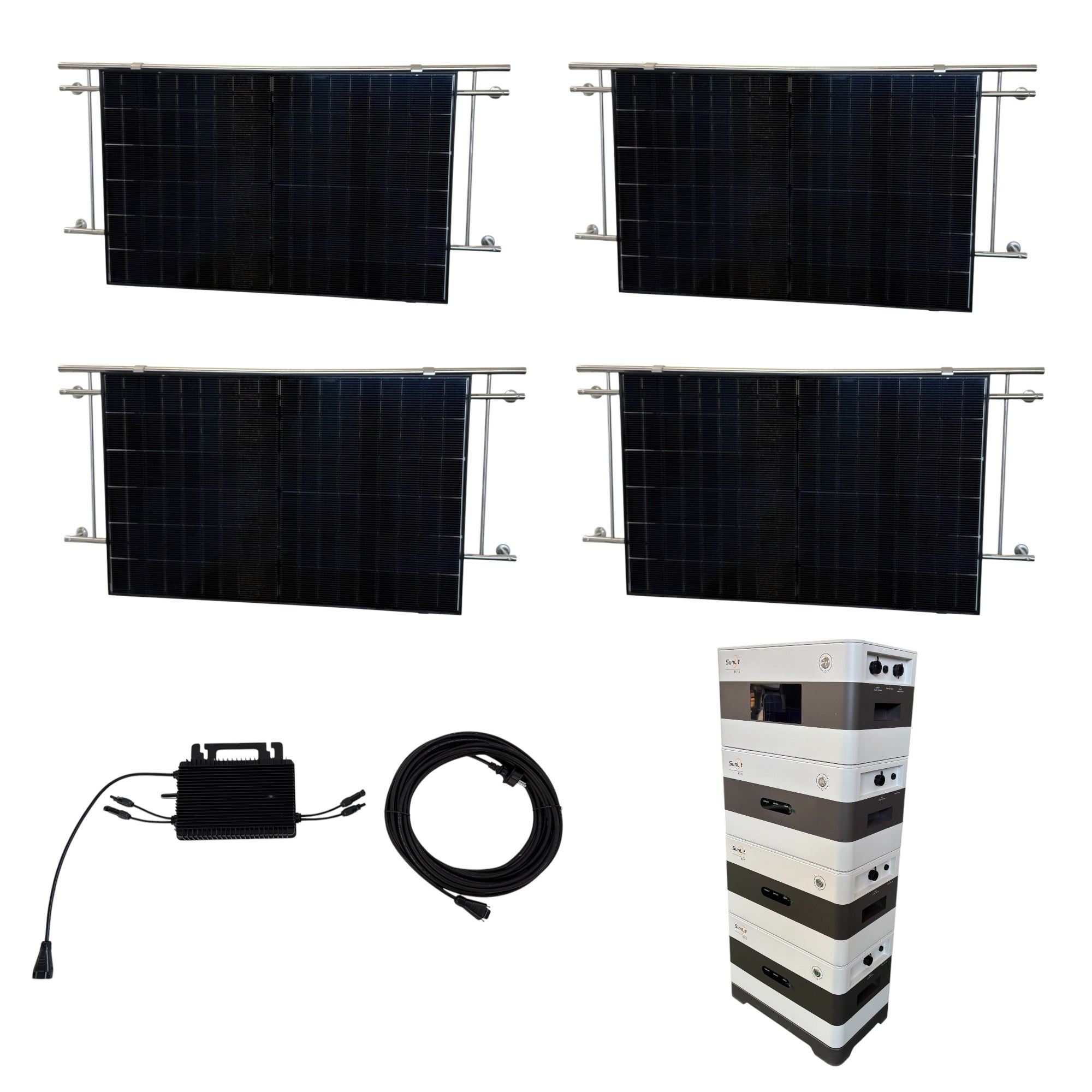 Kraftwerk Balkon Rund mit Speicher 450W - 1.800W Bifazial