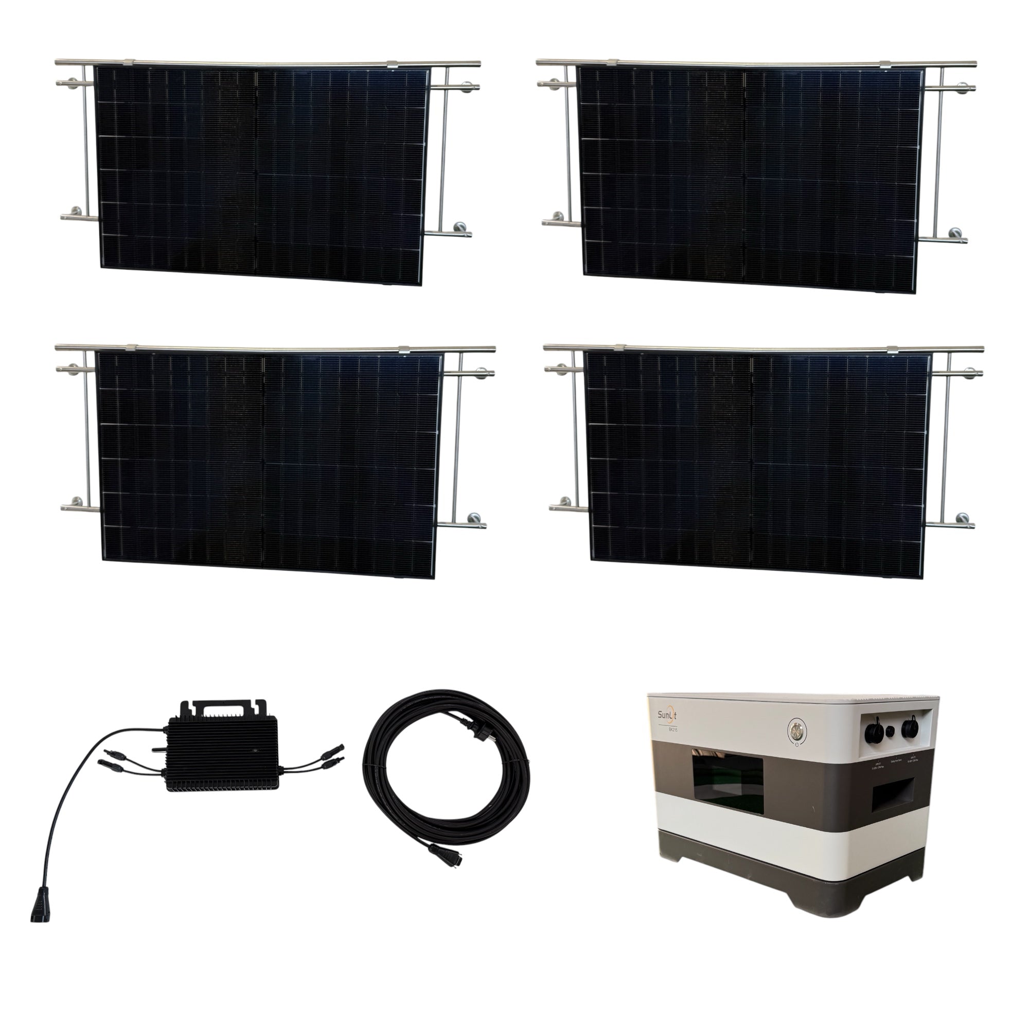 Kraftwerk Balkon Rund mit Speicher 450W - 1.800W Bifazial