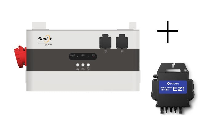 SunEnergyXT EV3600 + APSystems EZ1-M Balkonkraftwerk Speicherpaket zum Nachrüsten mit Bidirektionaler Ladefunktion