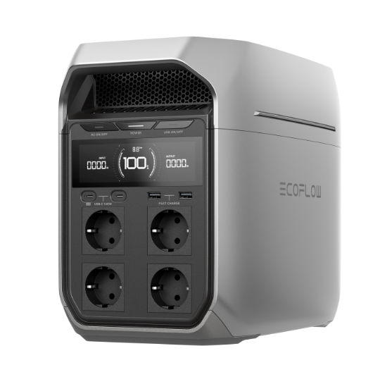 EcoFlow DELTA 3 Plus Tragbare Powerstation + PowerStream 600W/800W + 2x Solarmodul 455W Full BLK
