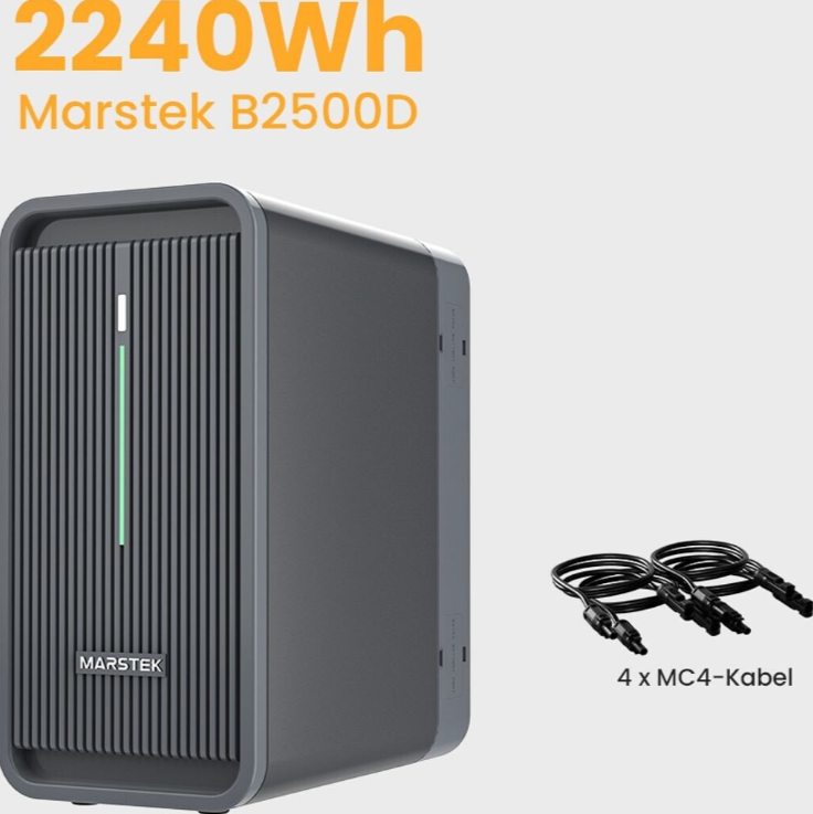 Marstek Balkonkraftwerk mit 910 Watt PV-Leistung + 2240 Wh Speicher inkl. Marstek 800W Mikrowechselrichter