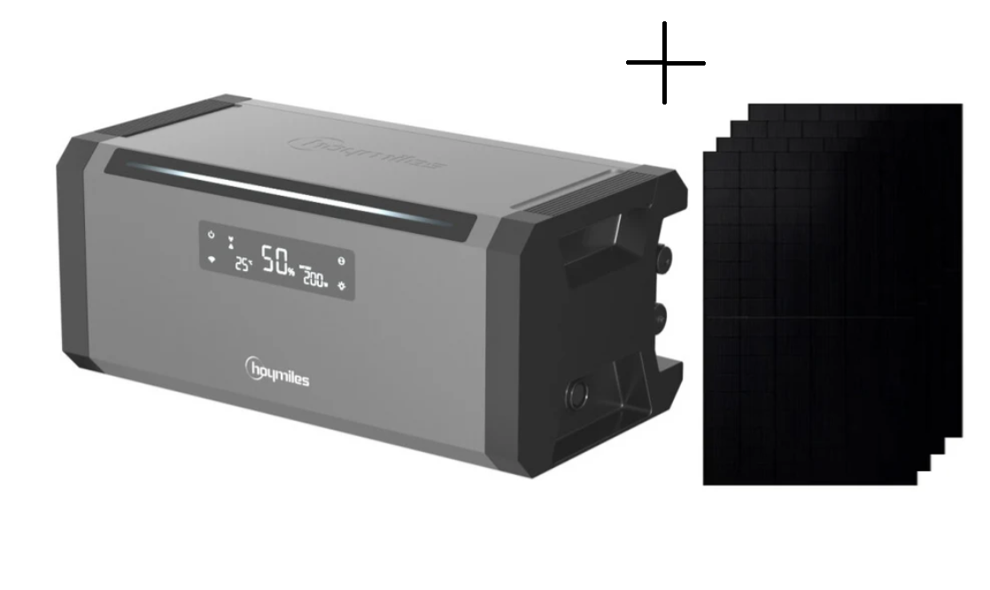 Hoymiles HiBattery 1,92 kWh AC + 4x 455W Solarmodule Bifazial Full BLK