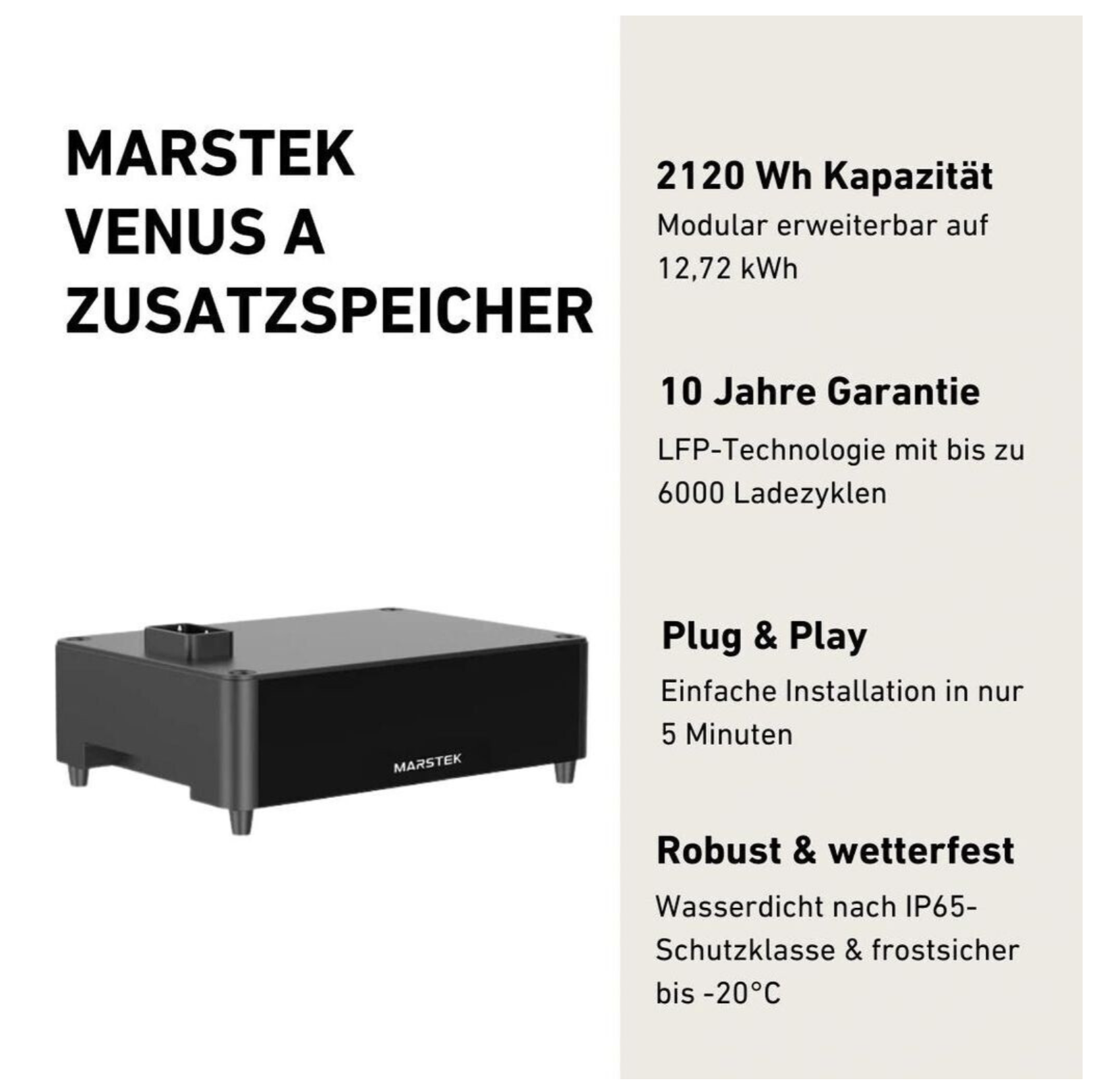 Marstek Venus A Erweiterungsspeicher 2.12 kWh