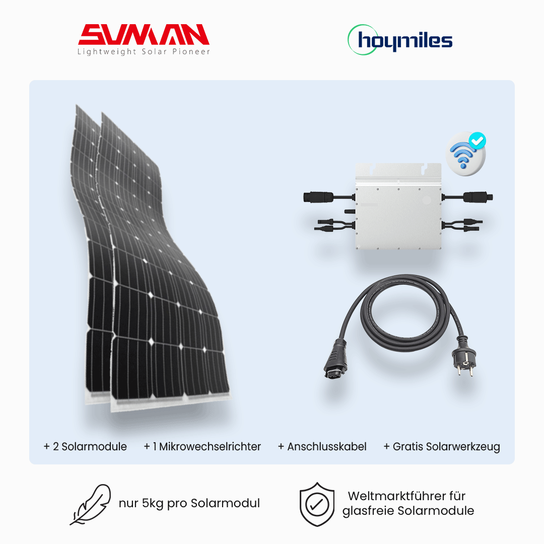 SOLAR THE WORLD® Ultra Light BalkonkraftwerkSet mit 2 flexiblen Mod SOLAR THE WORLD