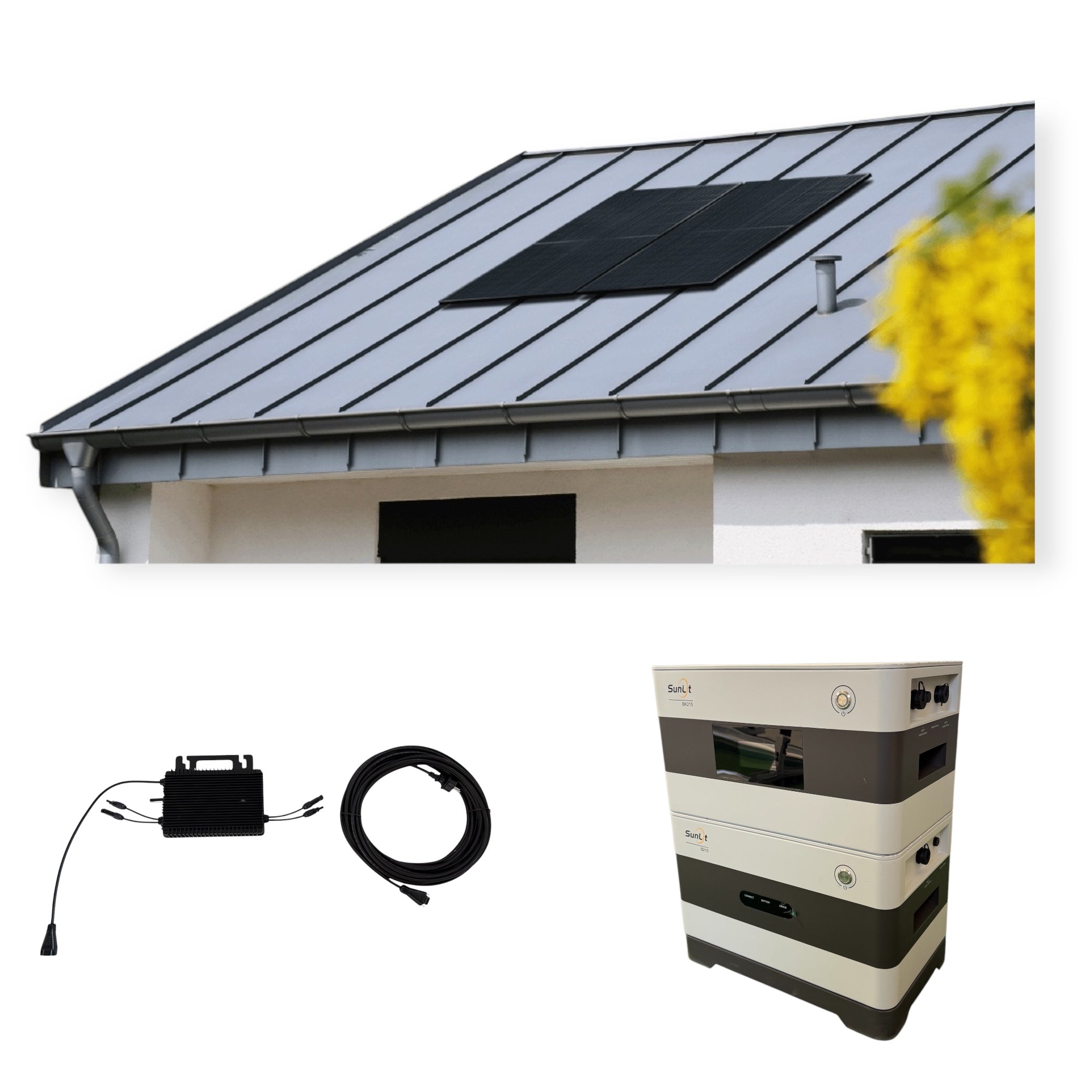 Kraftwerk Trapezdach mit Speicher 450W-1.800W Bifazial