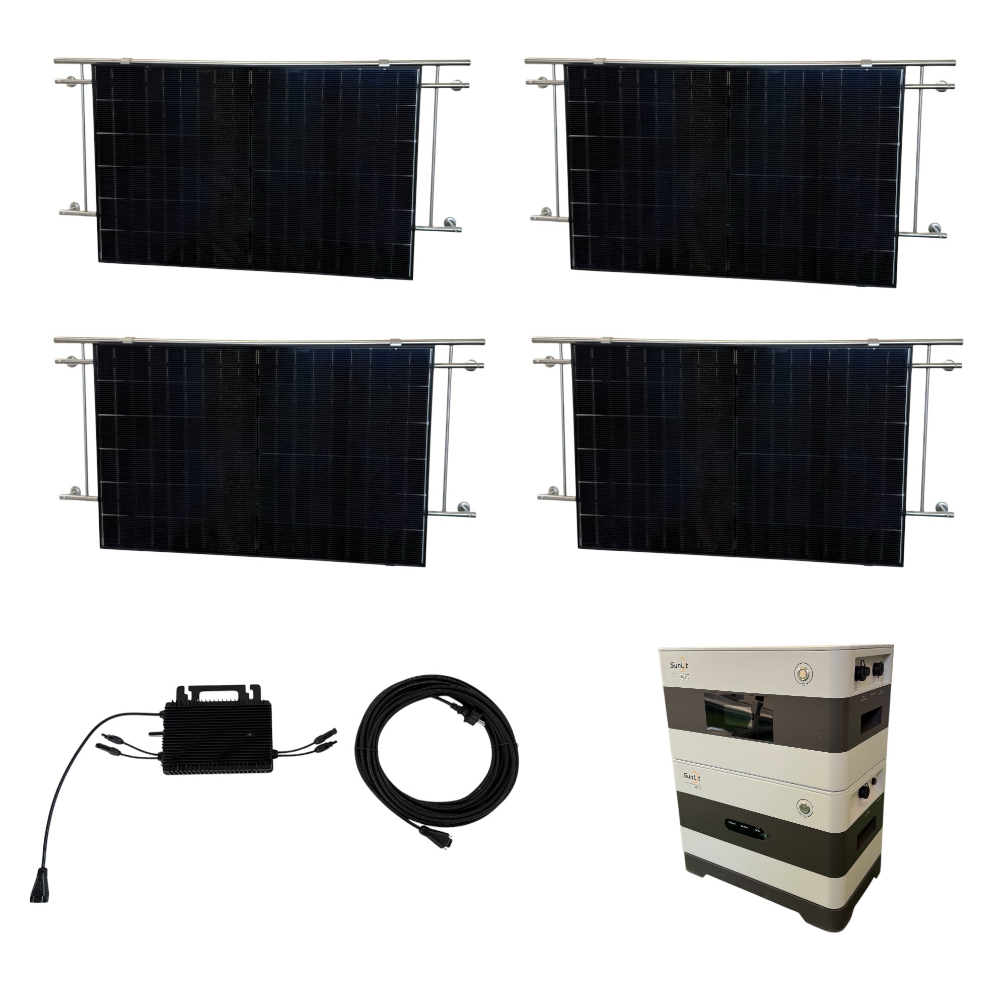 Kraftwerk Balkon Rund mit Speicher 450W - 1.800W Bifazial