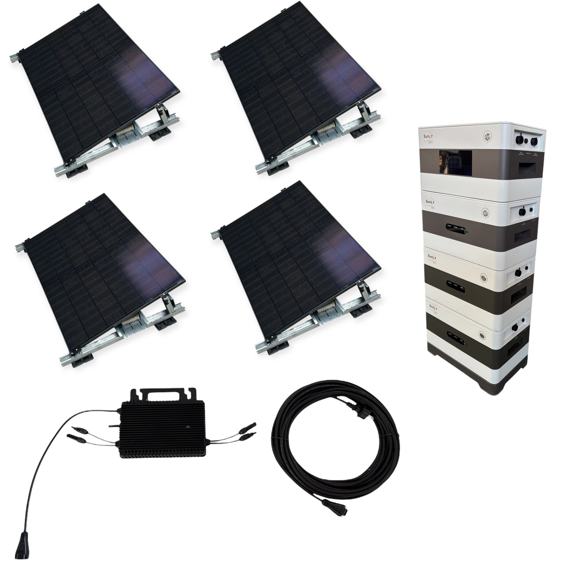 Kraftwerk Flachdach/Garten mit Speicher 450W - 1.800W Bifazial