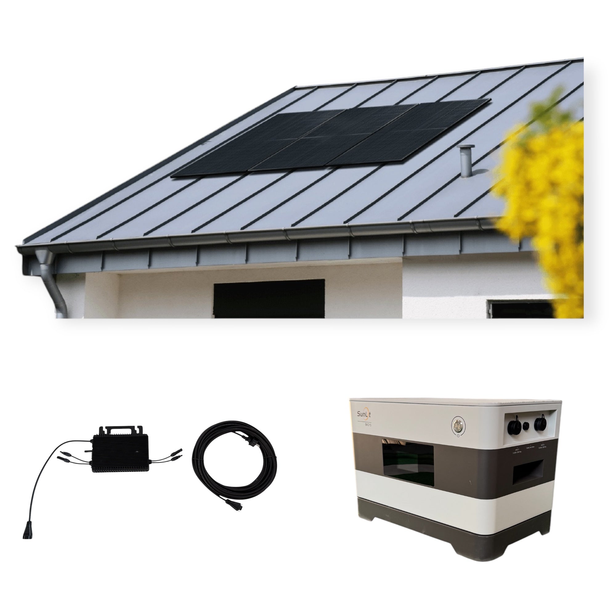 Kraftwerk Trapezdach mit Speicher 450W-1.800W Bifazial