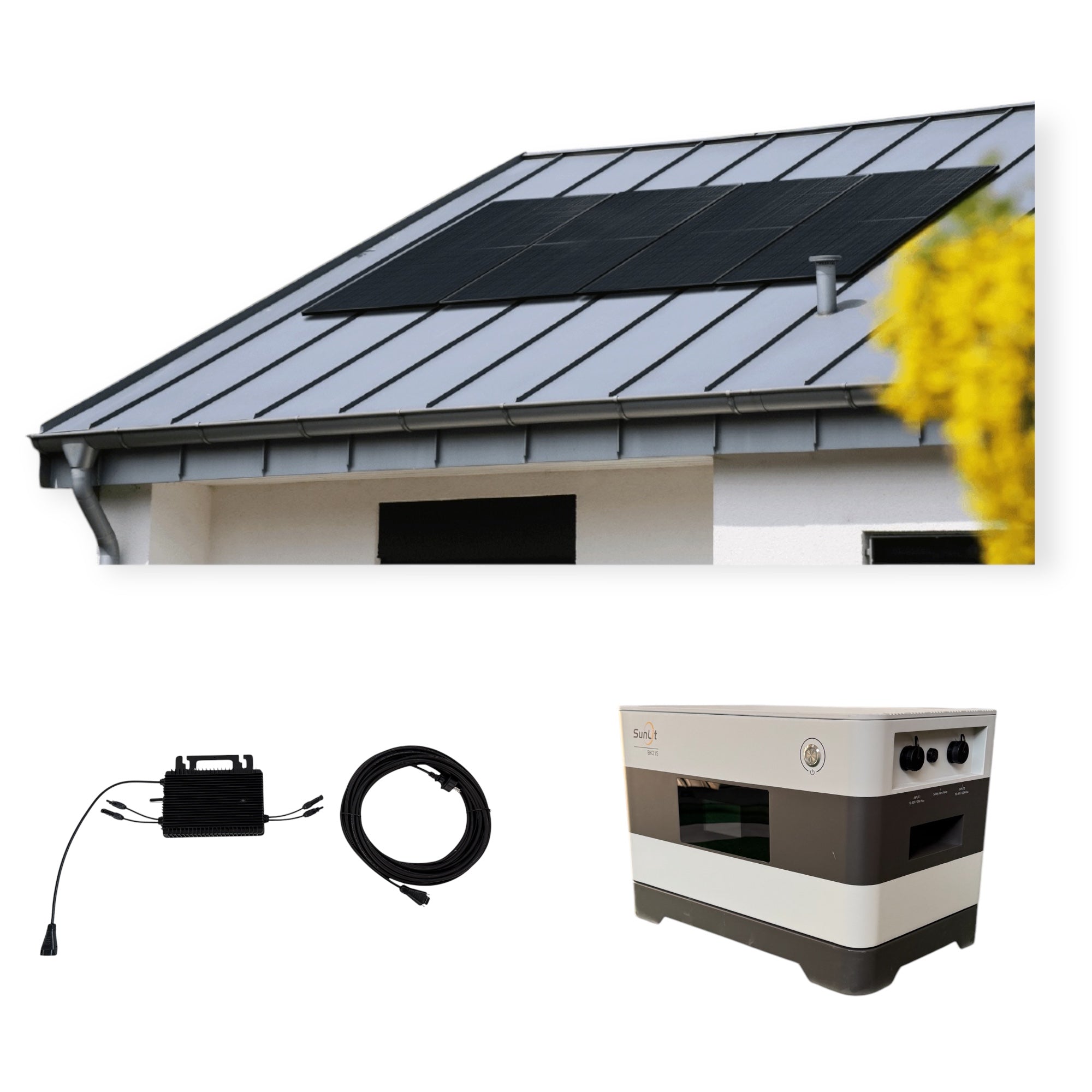 Kraftwerk Trapezdach mit Speicher 450W-1.800W Bifazial