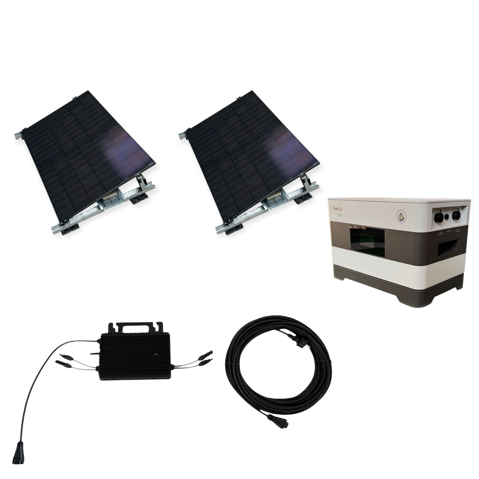 Kraftwerk Flachdach/Garten mit Speicher 450W - 1.800W Bifazial