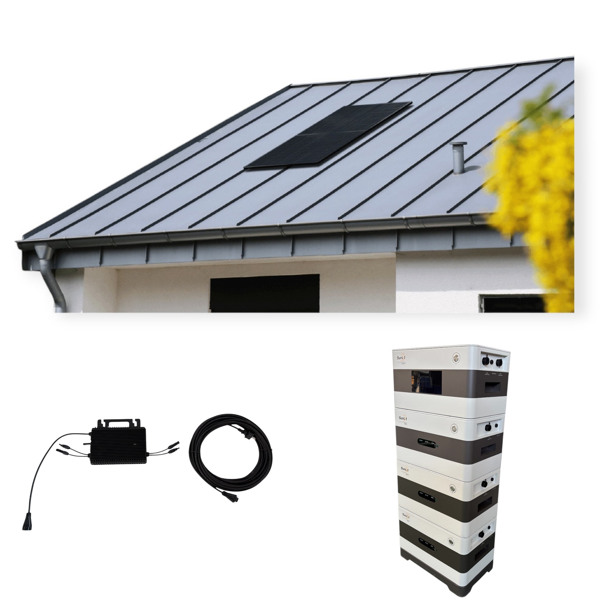 Kraftwerk Trapezdach mit Speicher 450W-1.800W Bifazial