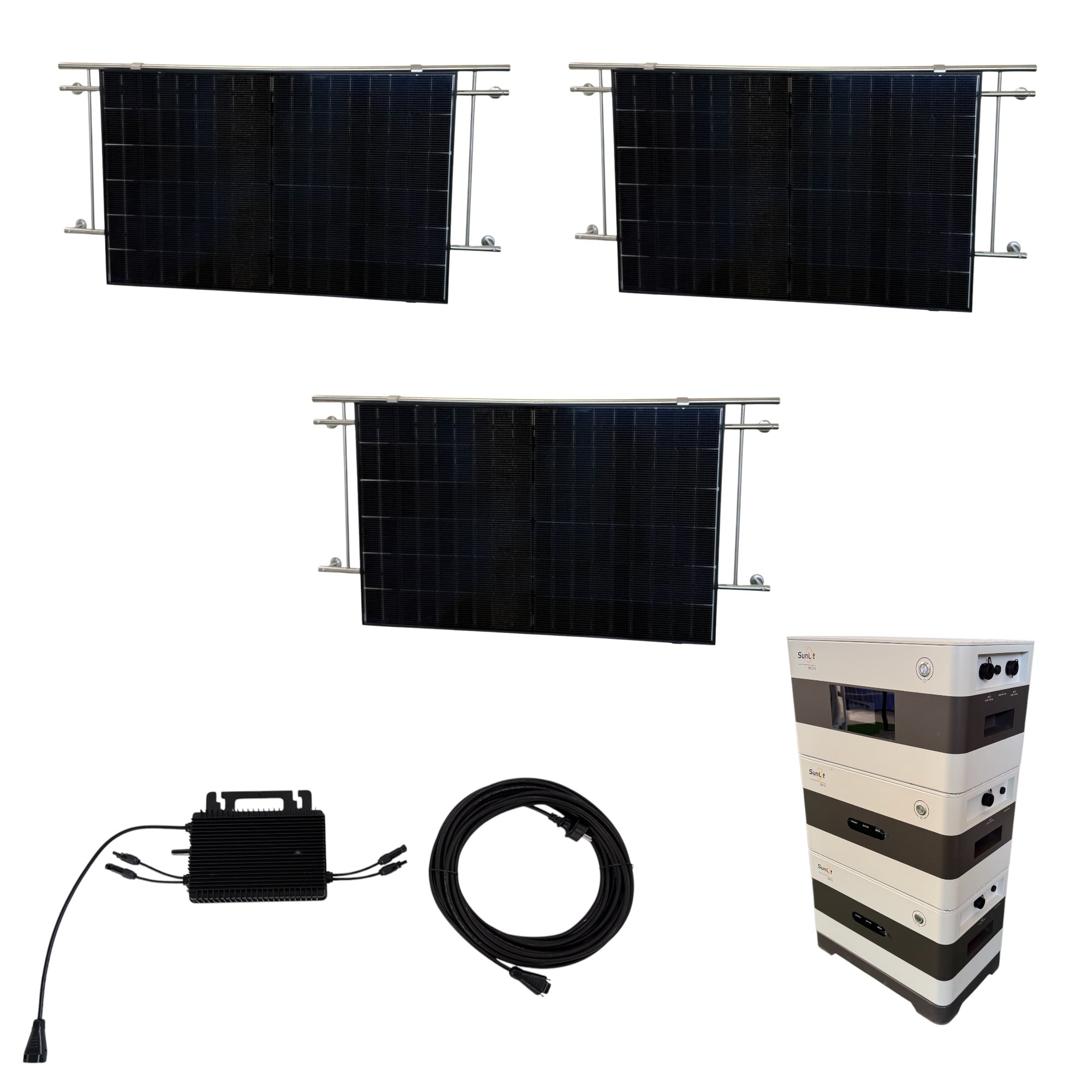 Kraftwerk Balkon Eckig mit Speicher 450W-1.800W Bifazial