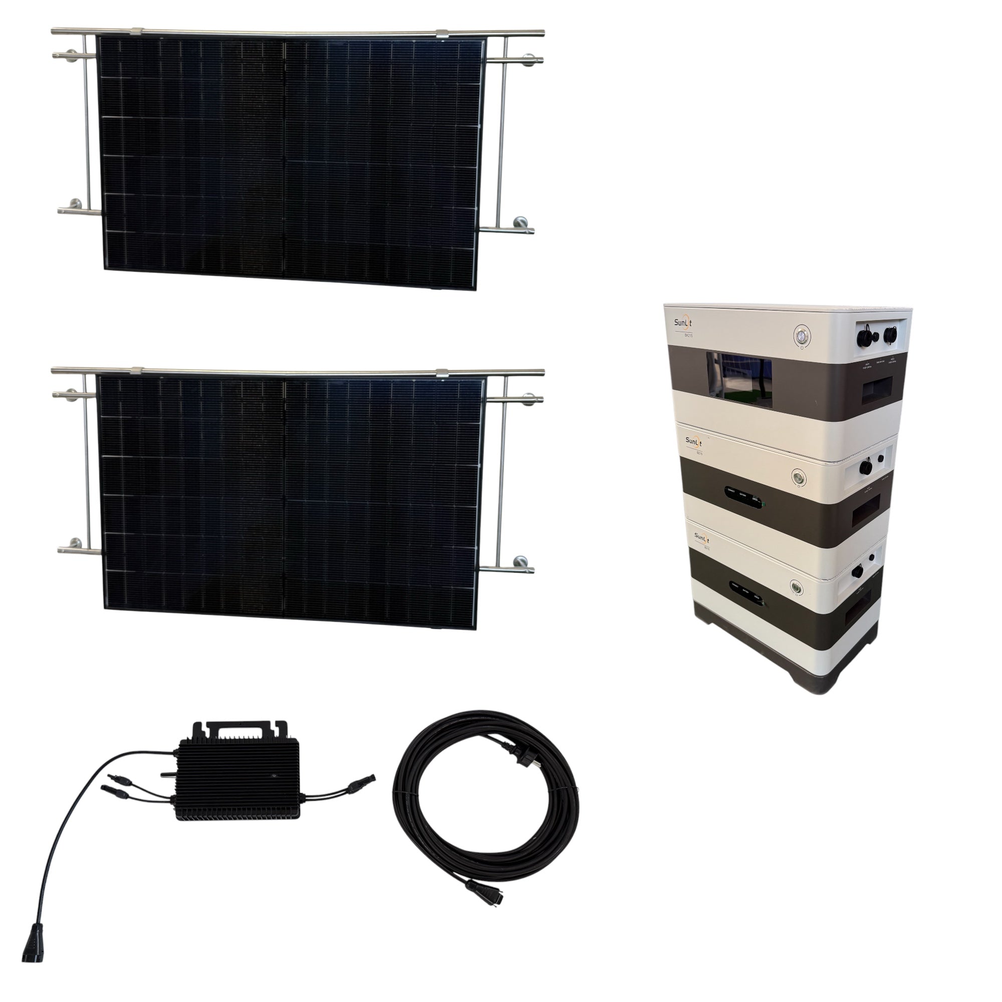 Kraftwerk Balkon Rund mit Speicher 450W - 1.800W Bifazial