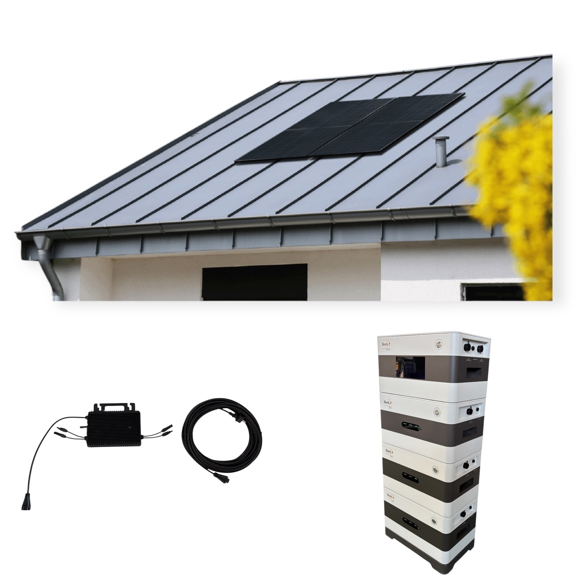 Kraftwerk Trapezdach mit Speicher 450W-1.800W Bifazial