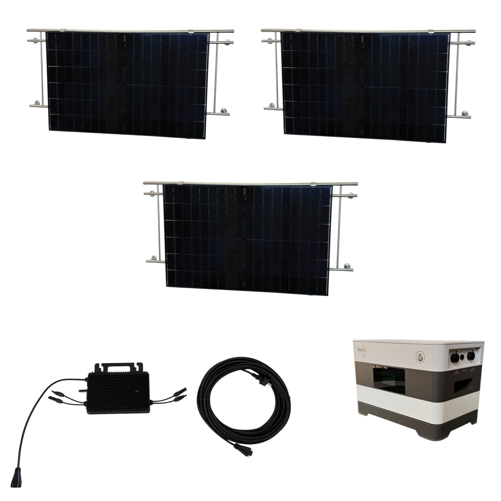 Kraftwerk Balkon Rund mit Speicher 450W - 1.800W Bifazial