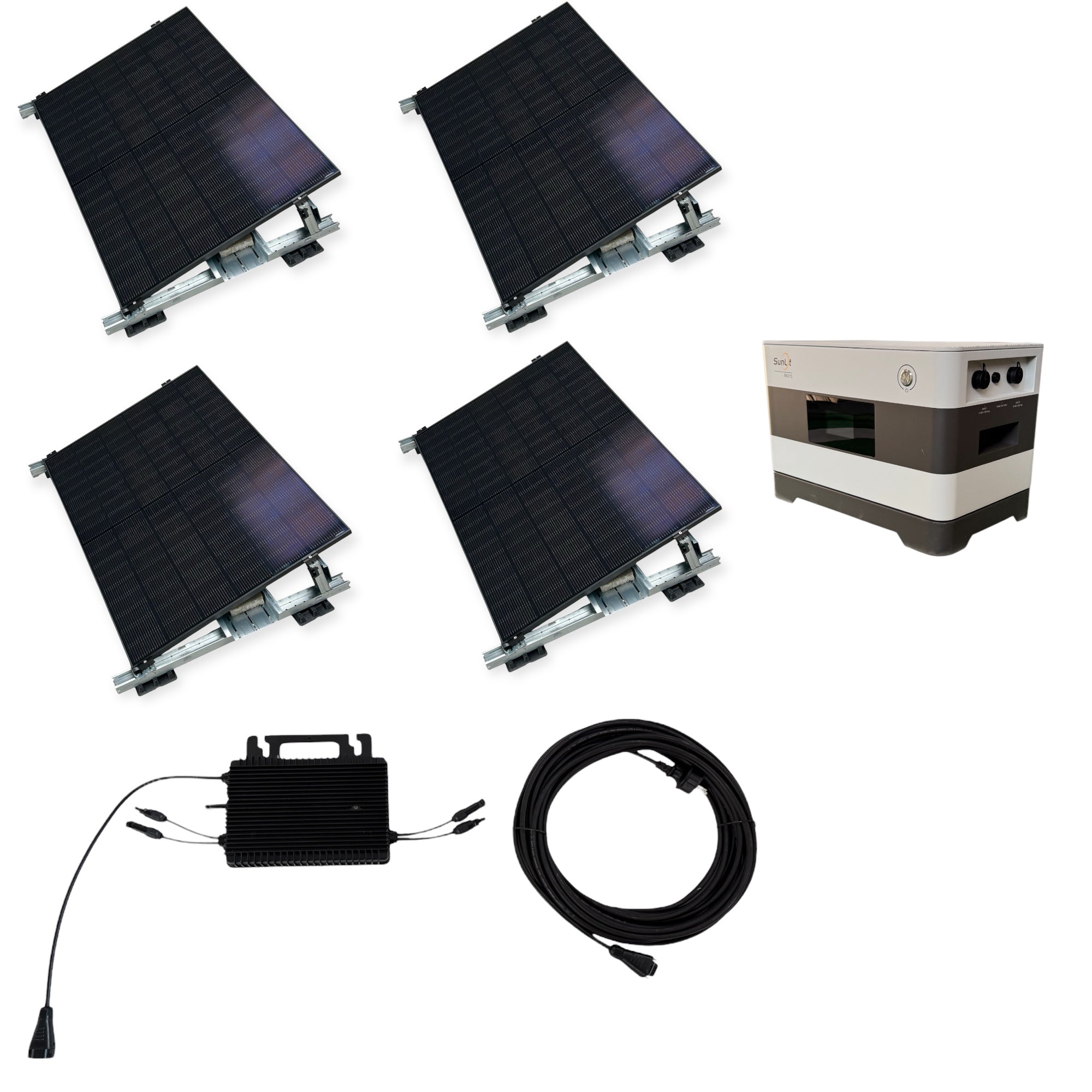 Kraftwerk Flachdach/Garten mit Speicher 450W - 1.800W Bifazial