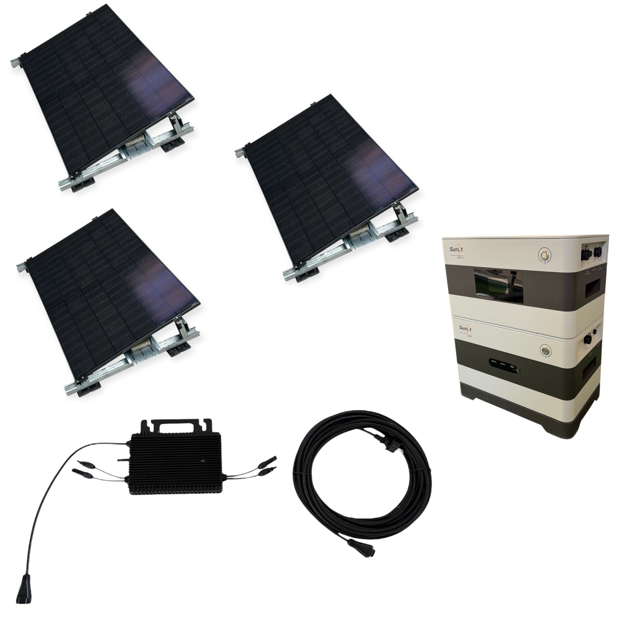 Kraftwerk Flachdach/Garten mit Speicher 450W - 1.800W Bifazial