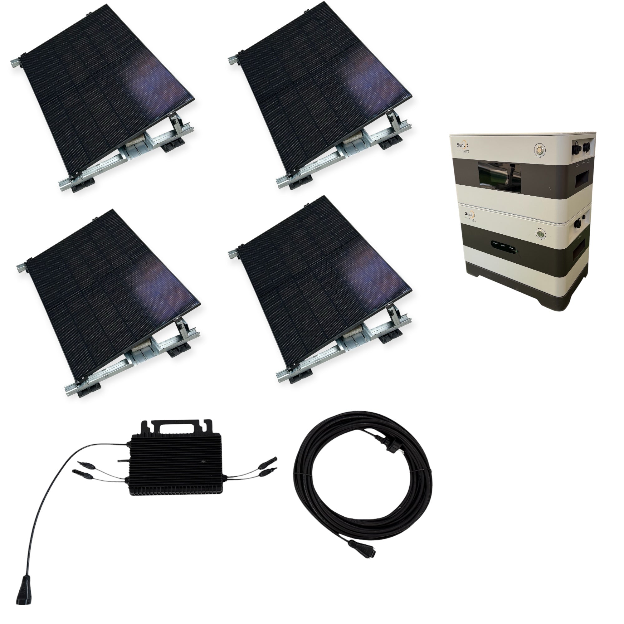 Kraftwerk Flachdach/Garten mit Speicher 450W - 1.800W Bifazial