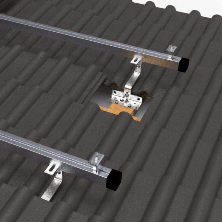 SunEnergyXT Ziegeldach-Halterung für 4 Solarmodule