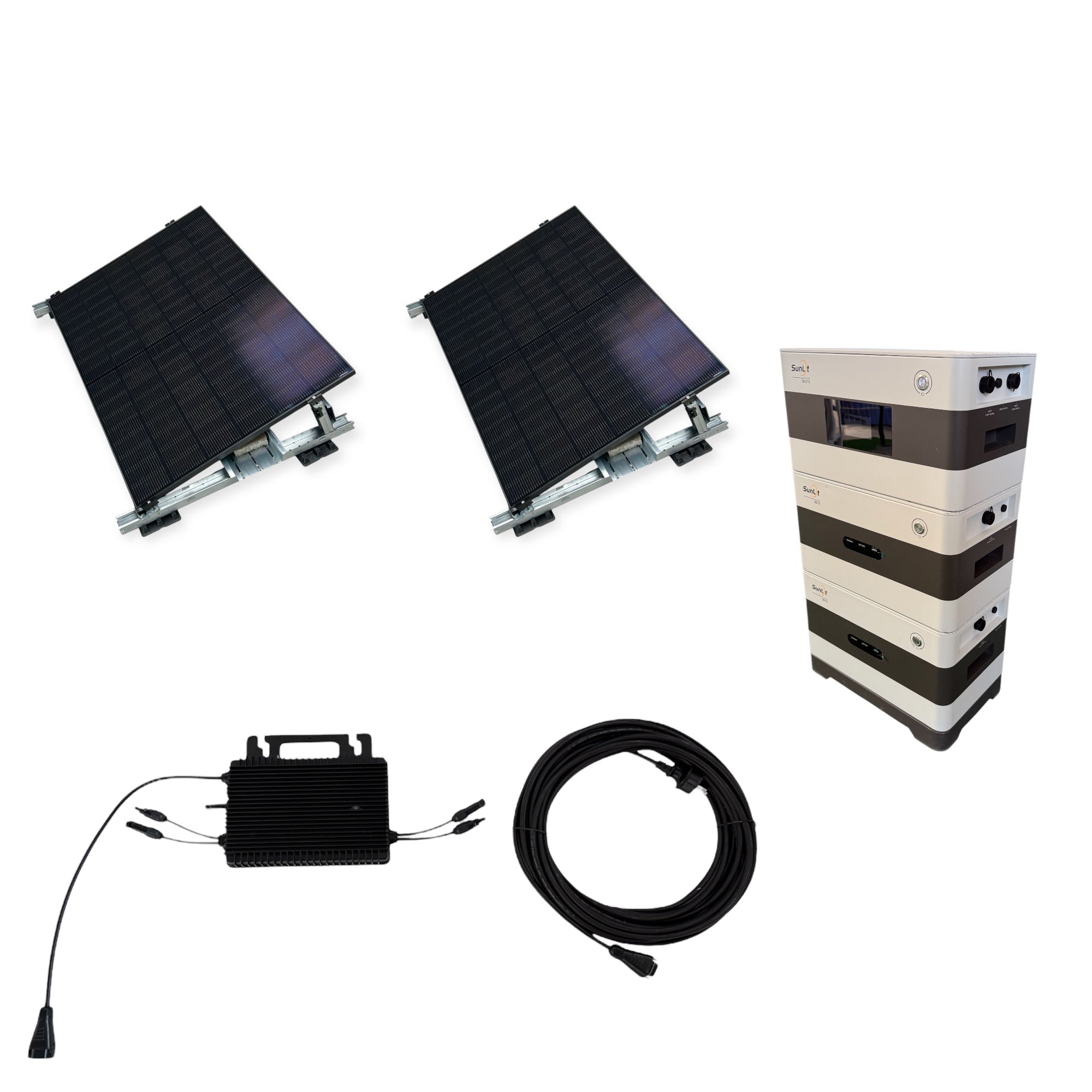 Kraftwerk Flachdach/Garten mit Speicher 450W - 1.800W Bifazial