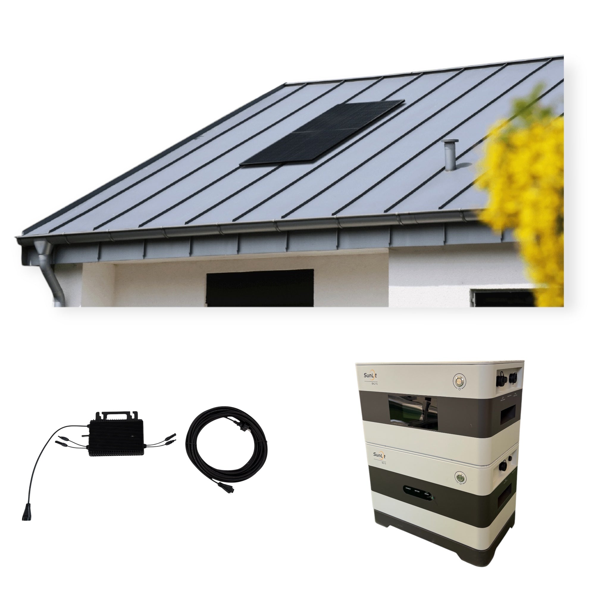 Kraftwerk Trapezdach mit Speicher 450W-1.800W Bifazial