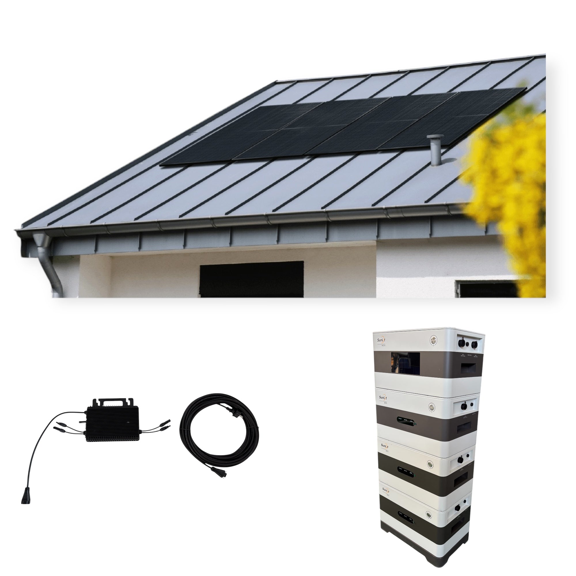 Kraftwerk Trapezdach mit Speicher 450W-1.800W Bifazial