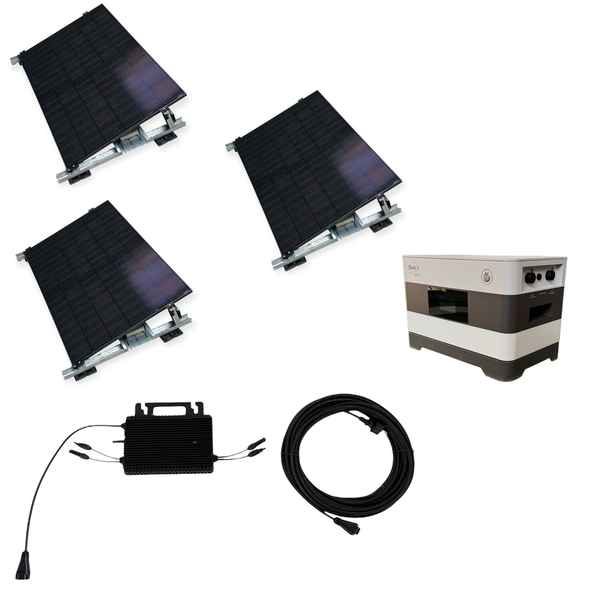 Kraftwerk Flachdach/Garten mit Speicher 450W - 1.800W Bifazial