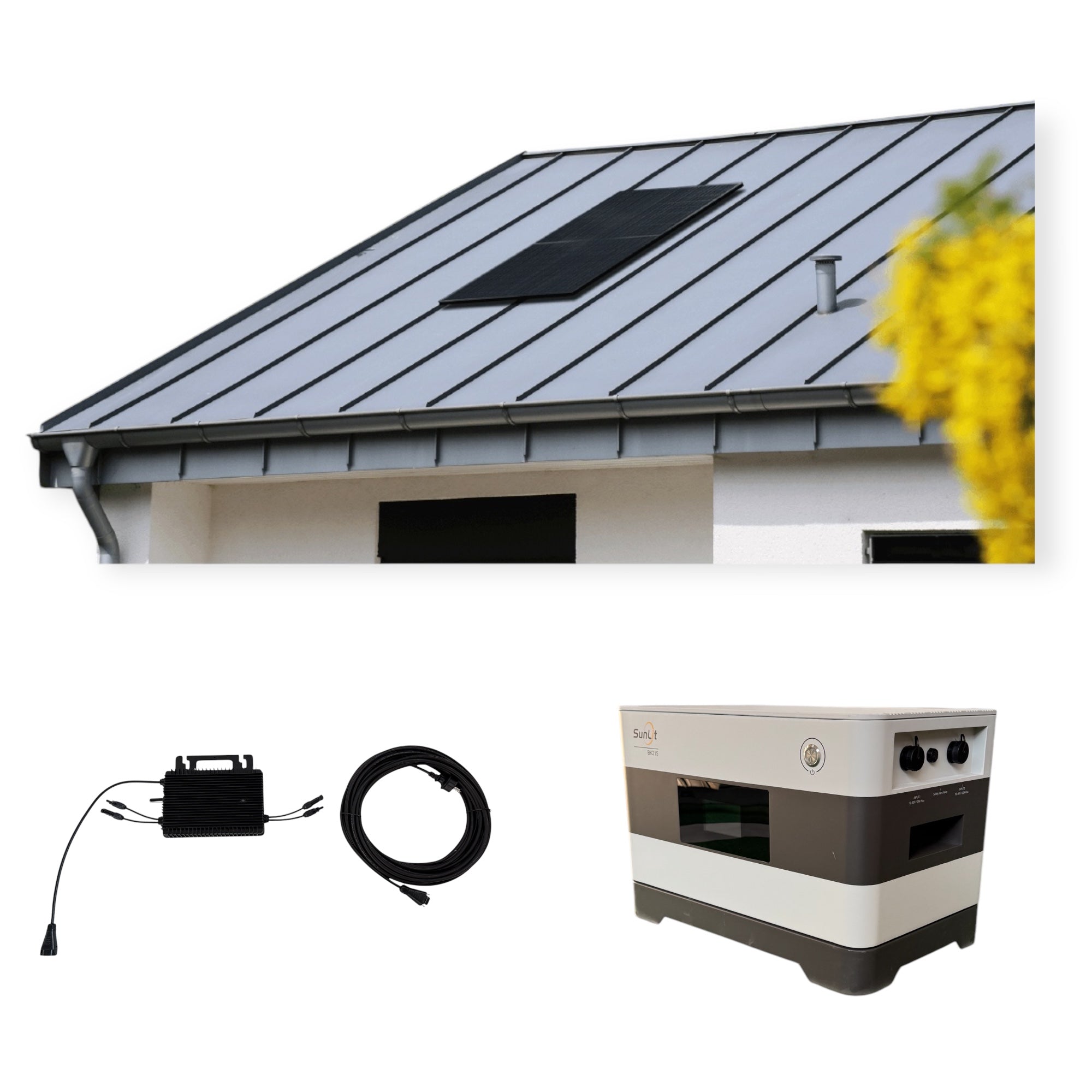 Kraftwerk Trapezdach mit Speicher 450W-1.800W Bifazial