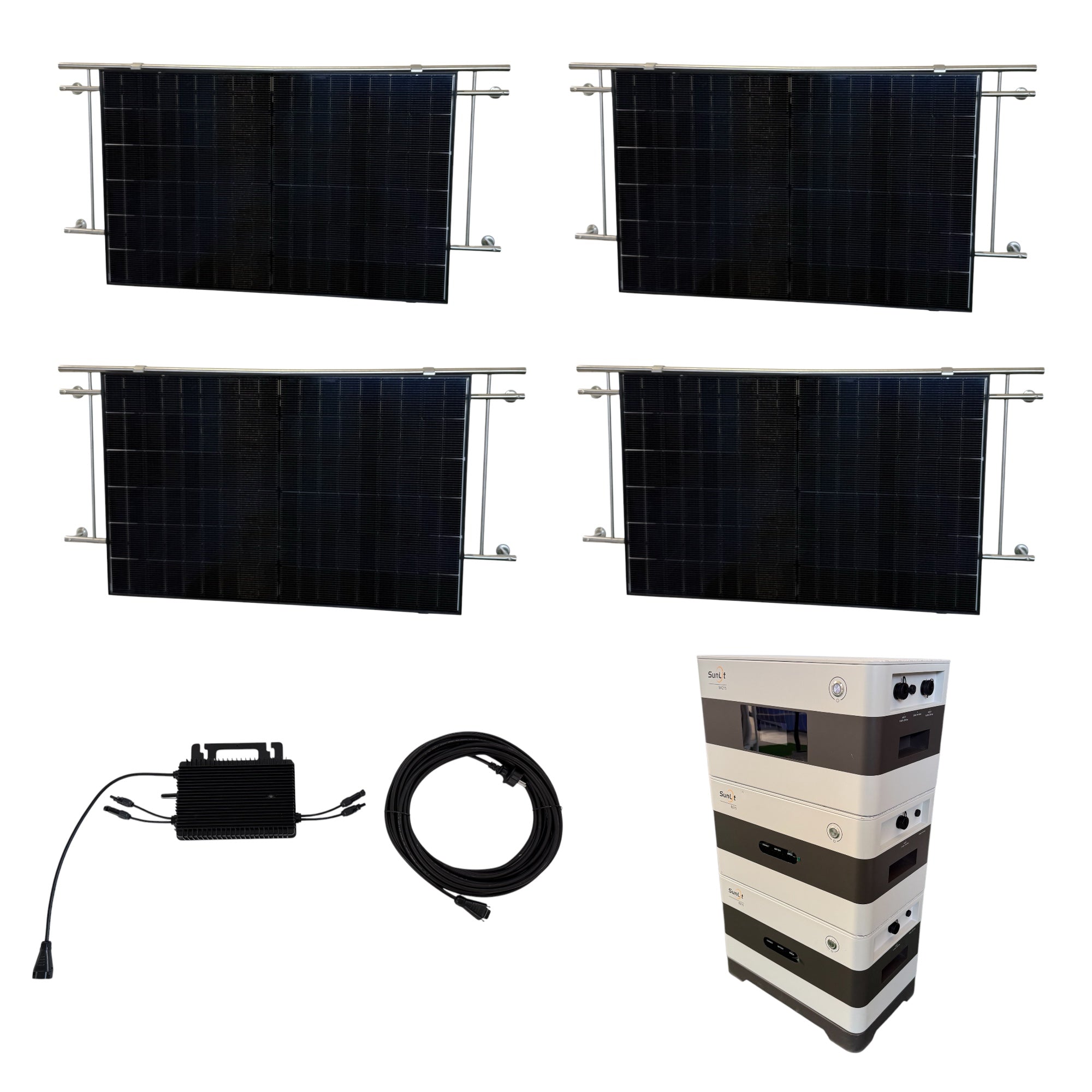 Kraftwerk Balkon Rund mit Speicher 450W - 1.800W Bifazial