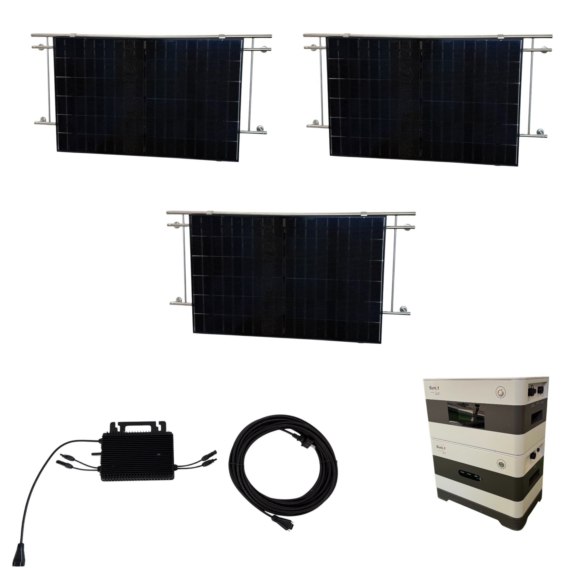 Kraftwerk Balkon Rund mit Speicher 450W - 1.800W Bifazial