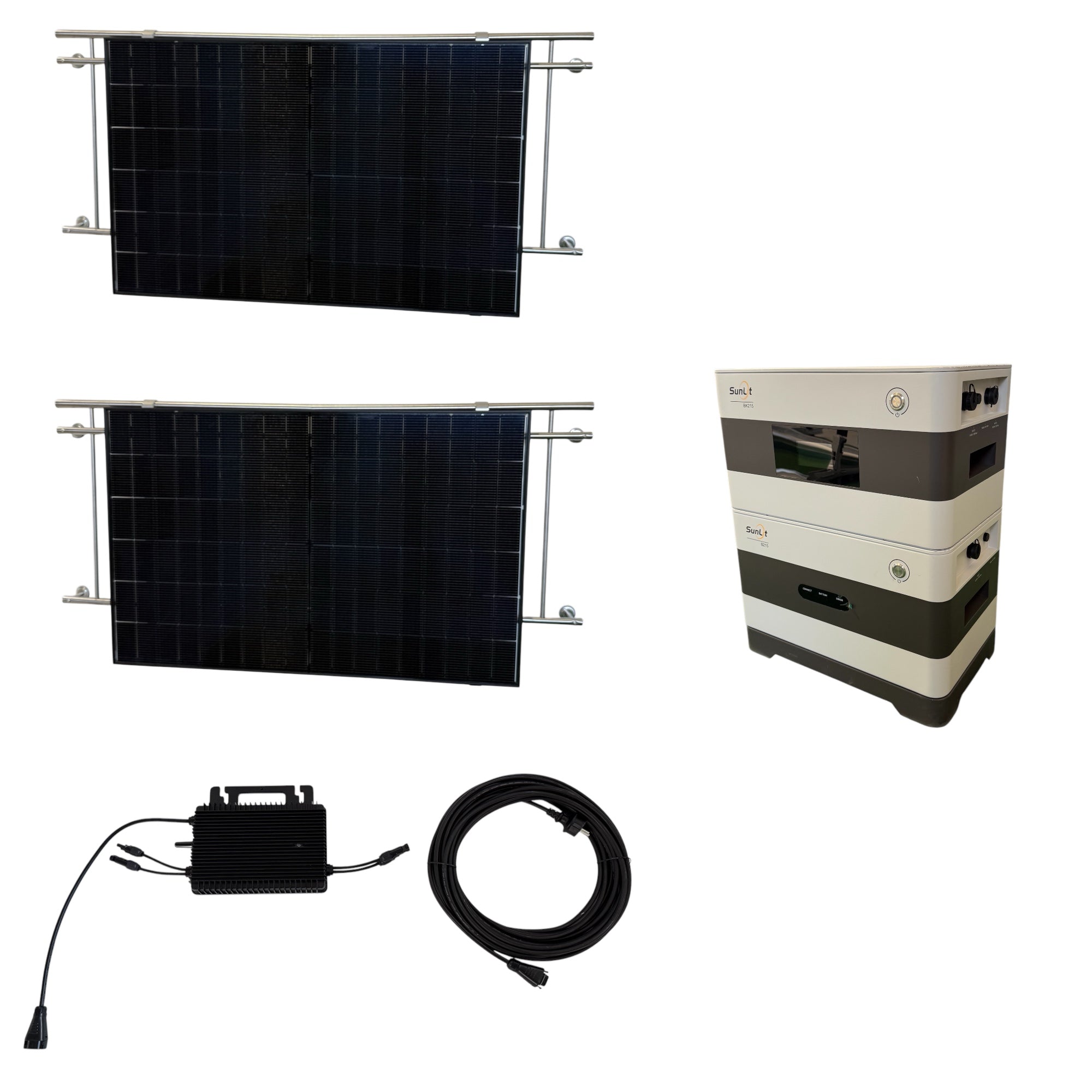 Kraftwerk Balkon Eckig mit Speicher 450W-1.800W Bifazial