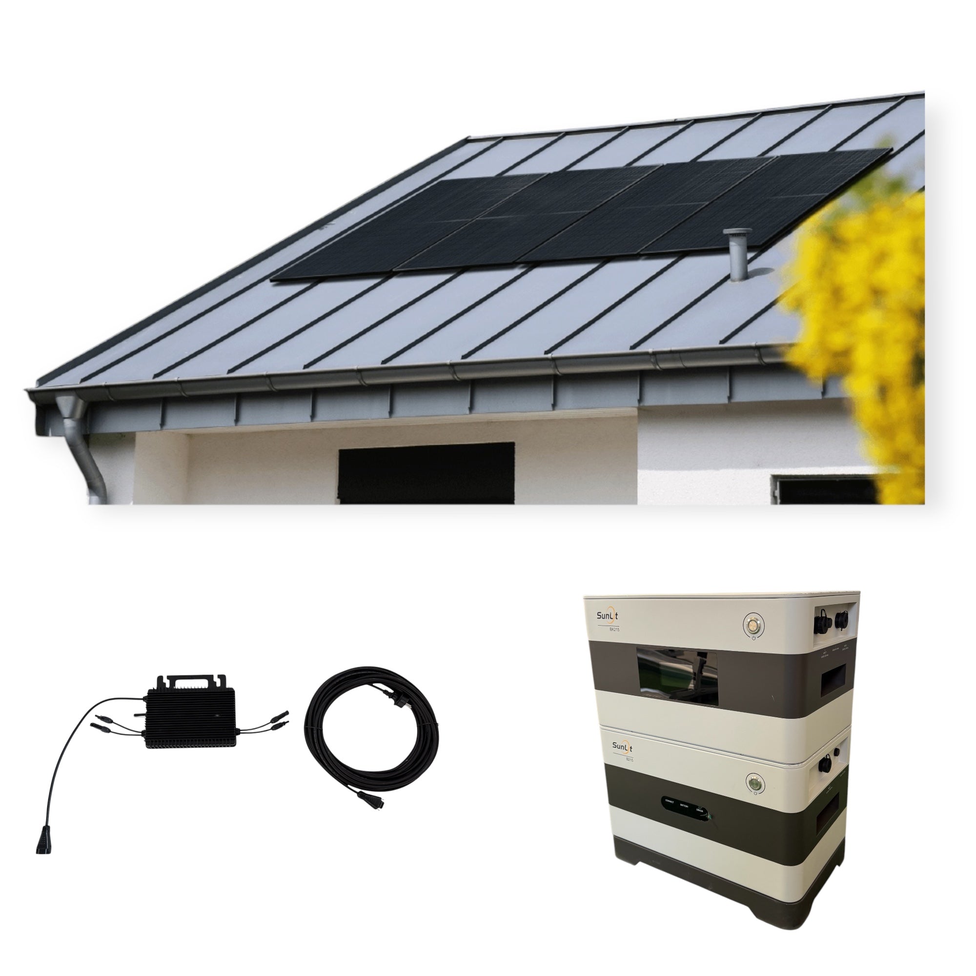 Kraftwerk Trapezdach mit Speicher 450W-1.800W Bifazial