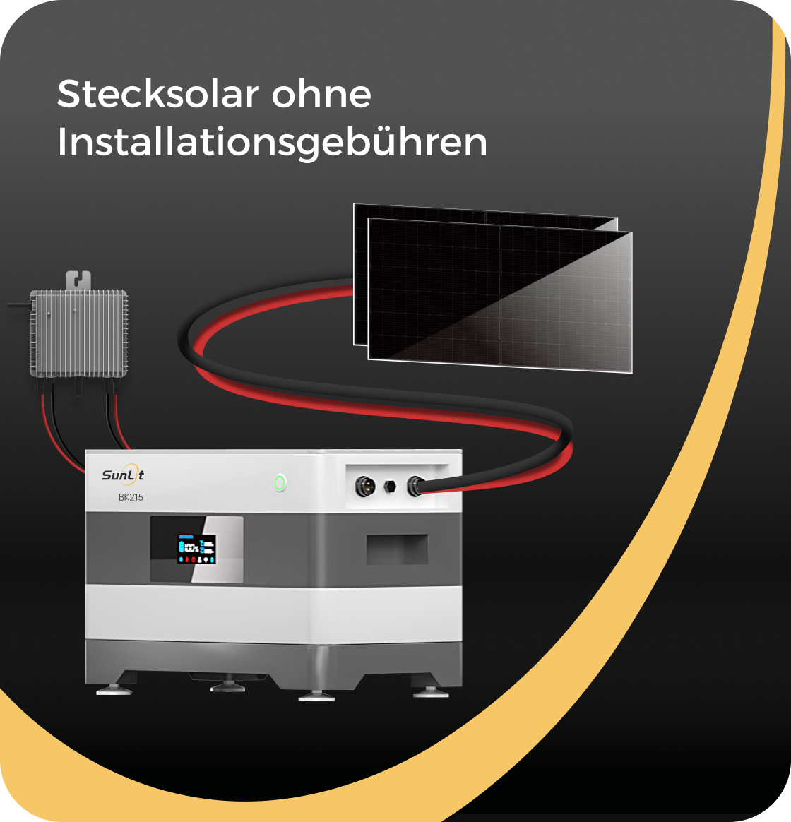 SOLAR THE WORLD® SunLit BK215 + APSystems EZ1-M Balkonkraftwerk Speicherpaket zum Nachrüsten