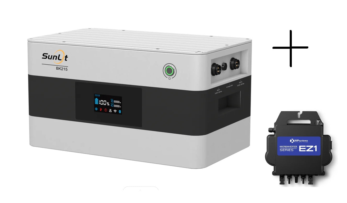 SOLAR THE WORLD® SunLit BK215 + APSystems EZ1-M Balkonkraftwerk Speicherpaket zum Nachrüsten