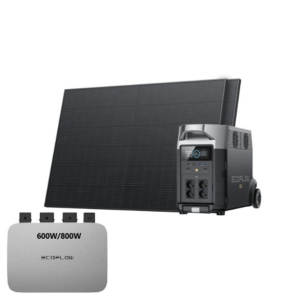 EcoFlow DELTA 3 Plus Tragbare Powerstation + PowerStream 600W/800W + 2x Solarmodul 455W Full BLK (Kopie)