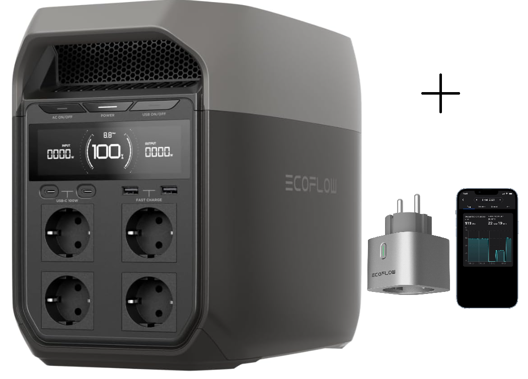 EcoFlow Delta 3 Tragbare Powerstation (1,024 kWh) + EcoFlow Smartplug