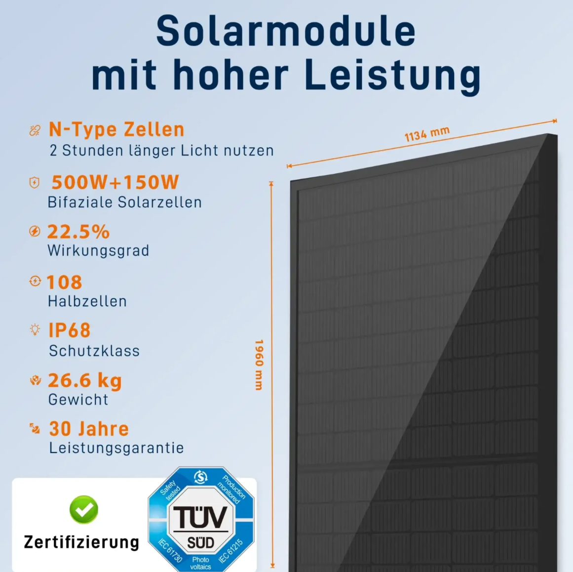 500Wp - Sunpro Bifazial Full Black Solarmodul