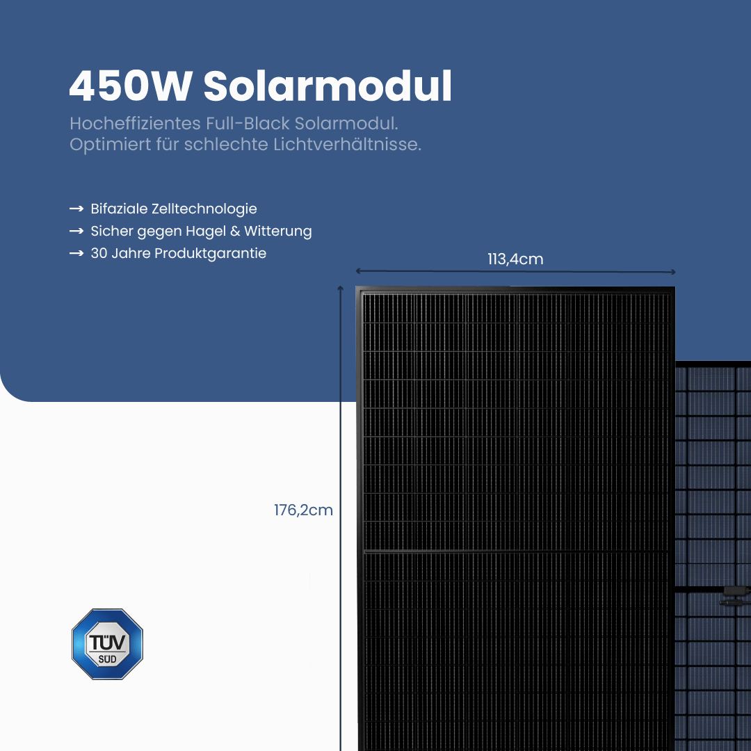 SOLAR THE WORLD® 450Wp - Bifaziales Full Black Glas/Glas 450W Modul