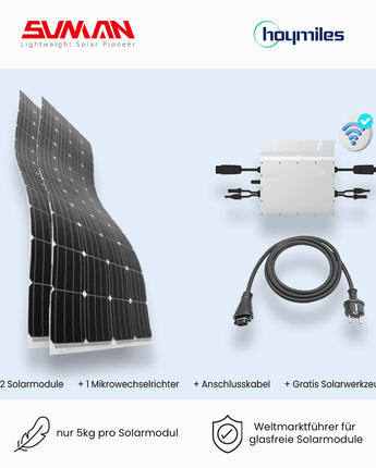 SOLAR THE WORLD® Ultra Light - Balkonkraftwerk-Set mit 2 flexiblen Modulen (620W)