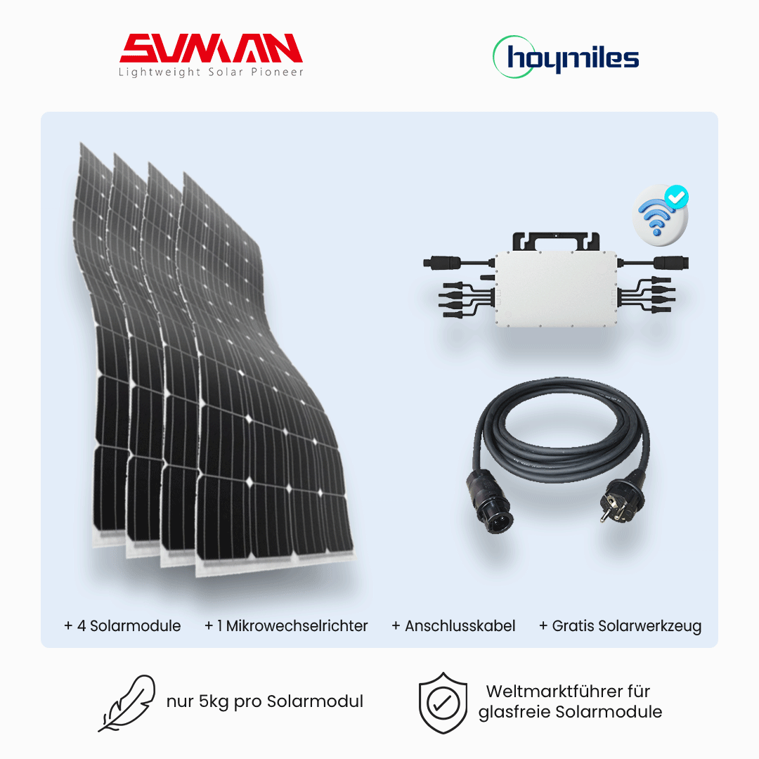 SOLAR THE WORLD® Ultra Light BalkonkraftwerkSet mit 4 flexiblen Mod SOLAR THE WORLD