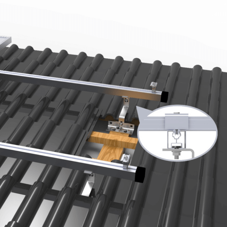 SunEnergyXT Ziegeldach-Halterung für 4 Solarmodule